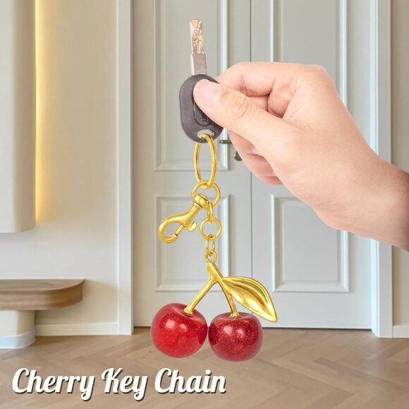 Mini Cherry Charm - Trendy Keychain for Tote, Clutch & Crossbody Bags - Picture 5 of 7
